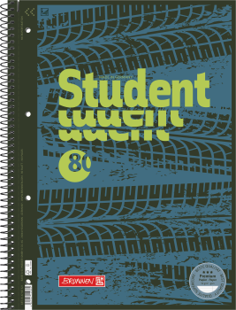 BRUNNEN Collegeblock Premium Student Fast Wheels A4, liniert mit Randlinie innen und außen