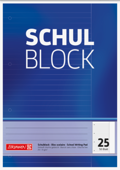 BRUNNEN Schulblock gelocht | A4, Lineatur 25, liniert, 50 Blatt, blau