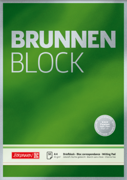 Brunnen Briefblock Premium | A4, Lineatur 20, unliniert 50 Blatt, grün