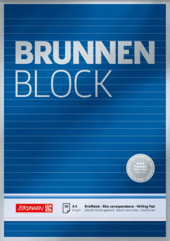 Brunnen Briefblock Premium | A4, Lineatur 21, liniert, 50 Blatt, blau