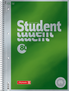 BRUNNEN Collegeblock Premium Student | A4, Lineatur 20, blanko, 80 Blatt, grün