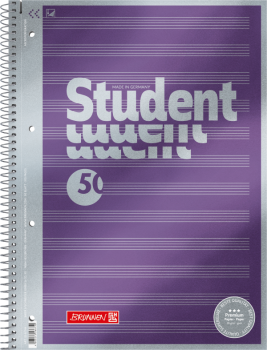 BRUNNEN Collegeblock Premium Student "Noten" | A4, Lineatur 14, Notenliniatur, 80 Blatt, violett