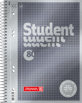 Collegeblock Premium Student | A5, Lineatur 5, kariert, 80 Blatt, anthrazitniert, 80 Blatt, blau
