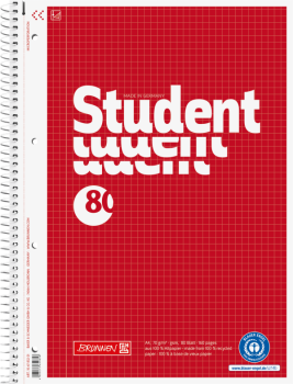BRUNNEN Collegeblock Student Recycling | A4, Lineatur 22, kariert, 80 Blatt