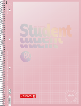 BRUNNEN Collegeblock Premium Student | A4, Lineatur 28, kariert, 80 Blatt, pastellrosa