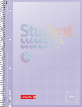 BRUNNEN Collegeblock Premium Student | A4, Lineatur 28, kariert, 80 Blatt, pastelllila