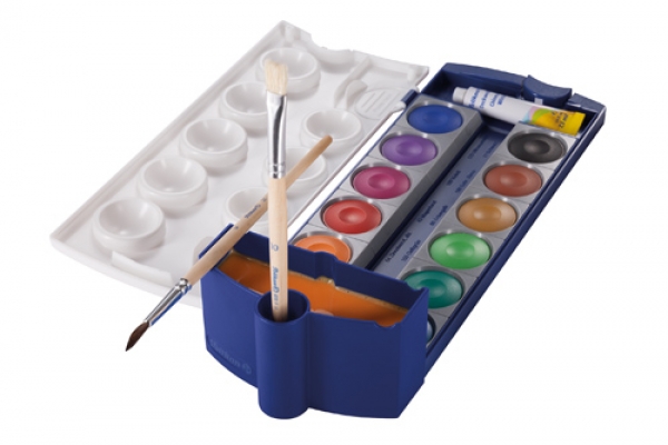 Pelikan Wasserbox in Blau anbebracht an Pelikan K12