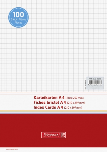 BRUNNEN Karteikarten A4 kariert