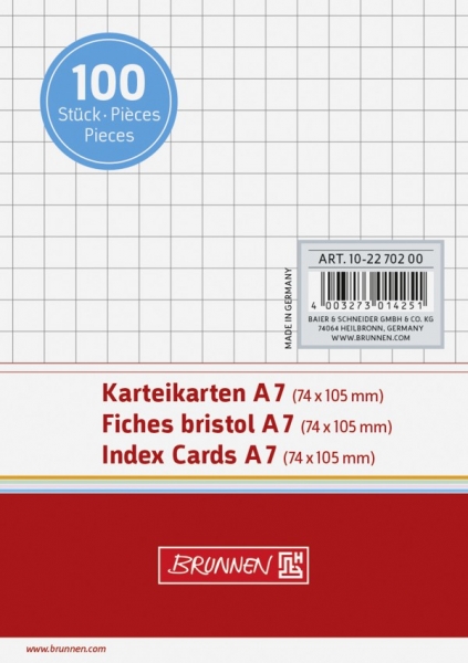 BRUNNEN Karteikarten A7 kariert
