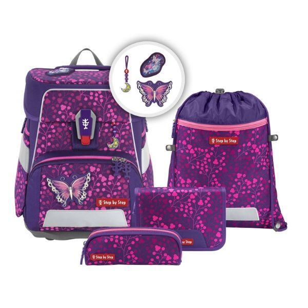 Step by Step Space Shine Schulranzen- Set Butterfly Night Ina (5tlg.)