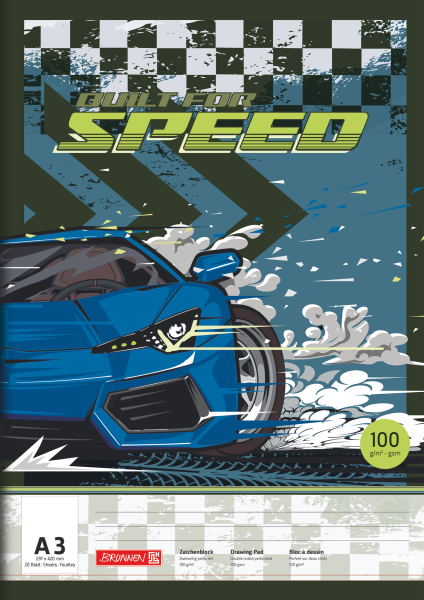 BRUNNEN Zeichenblock Fast Wheels | A3