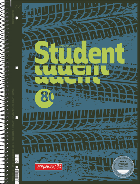 BRUNNEN Collegeblock Premium Student Fast Wheels A4, liniert mit Randlinie innen und außen