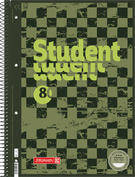 BRUNNEN Collegeblock Premium Student Fast Wheels A4, kariertmit Randlinie innen und außen