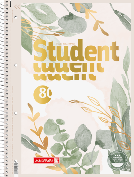 BRUNNEN Collegeblock Premium Student "Bloom" | A4, Lineatur 27, liniert, 80 Blatt