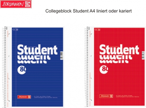 BRUNNEN Collegeblock Student A4 Randlinie innen