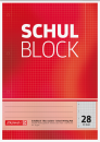 BRUNNEN Schulblock gelocht | A4, kariert, Lineatur 28, 50 Blatt, rot