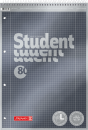 BRUNNEN Collegeblock Premium Student Spirale oben | A4, Lineatur 28, kariert, 80 Blatt, anthrazit