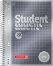 Collegeblock Premium Student | A5, Lineatur 5, kariert, 80 Blatt, anthrazitniert, 80 Blatt, blau