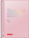 BRUNNEN Collegeblock Premium Student | A4, Lineatur 28, kariert, 80 Blatt, pastellrosa